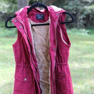Love Tree Women’s Faux Fur Lined Utility Vest – Small – Burgundy